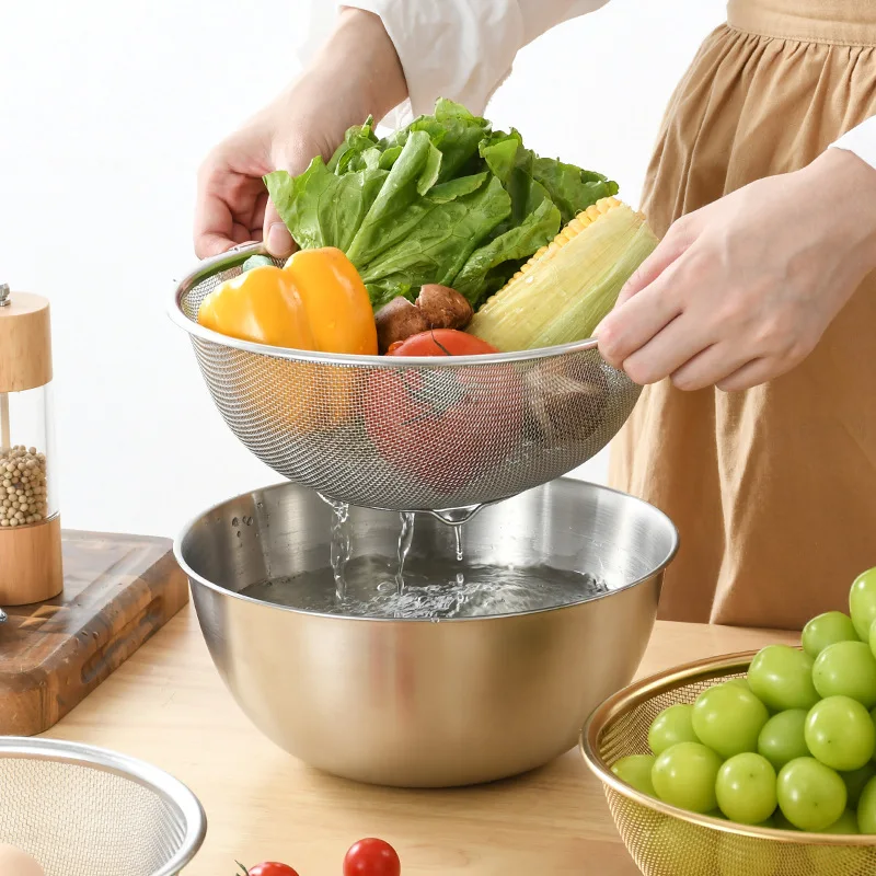 Rice washer, stainless steel vegetable basin, drainage basket, fruit and vegetable basin, water leakage basin,