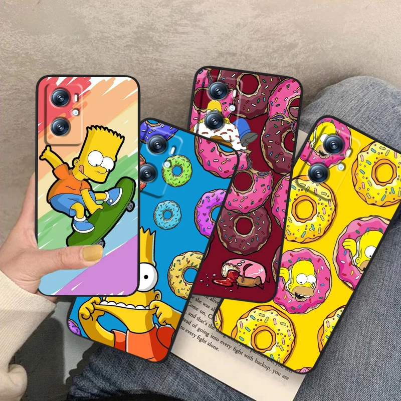 Disney Cute Simpson For OPPO Find X6 X5 X3 A54S A5 A94 A16 A53S A57 A74 A72 A98 A78 A96 A9 5G Black Soft Phone Case