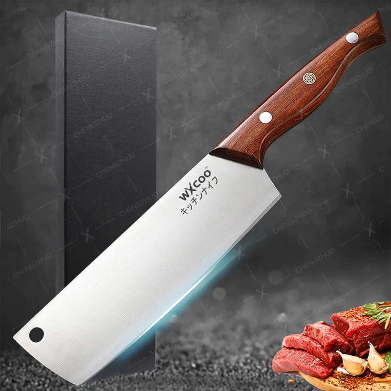 มีดเชฟมืออาชีพ 5Cr15Mov สแตนเลสปลาผลไม้มีด Butcher Meat Slice Cleaver มีดครัวของขวัญกล่อง