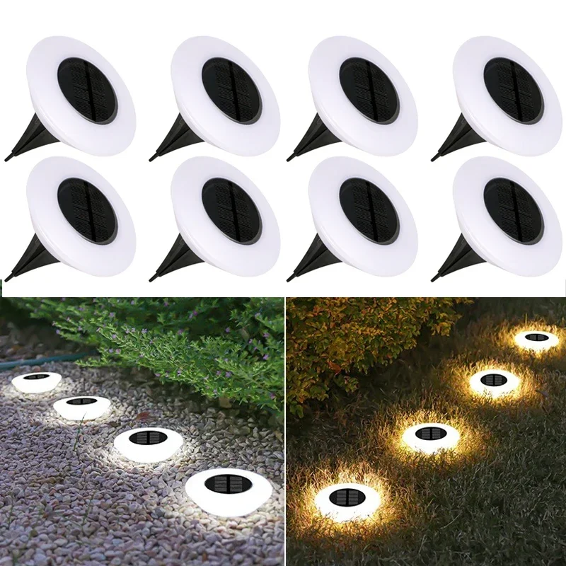 4Pack Solar Lights,Outdoors Lamp,360° LED Floor Lights IP65 Waterproof with On/Off for Garden,Yard,Backyard,Driveway,Patio,Lawn