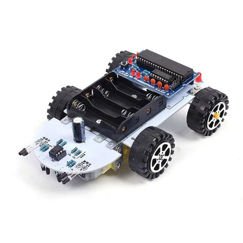Smart Car DIY Kit C51 Intelligent Vehicle Obstacle Avoidance Tracking Kit Intelligent Car Soldering Training Suite-BEAU