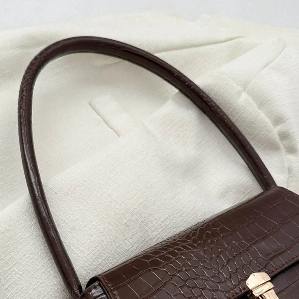 خمر حجر نمط تحت الإبط حقيبة يد سعة كبيرة بولي Leather حقيبة كتف جلدية موضة النمط الفرنسي مستطيل حقيبة الإبط