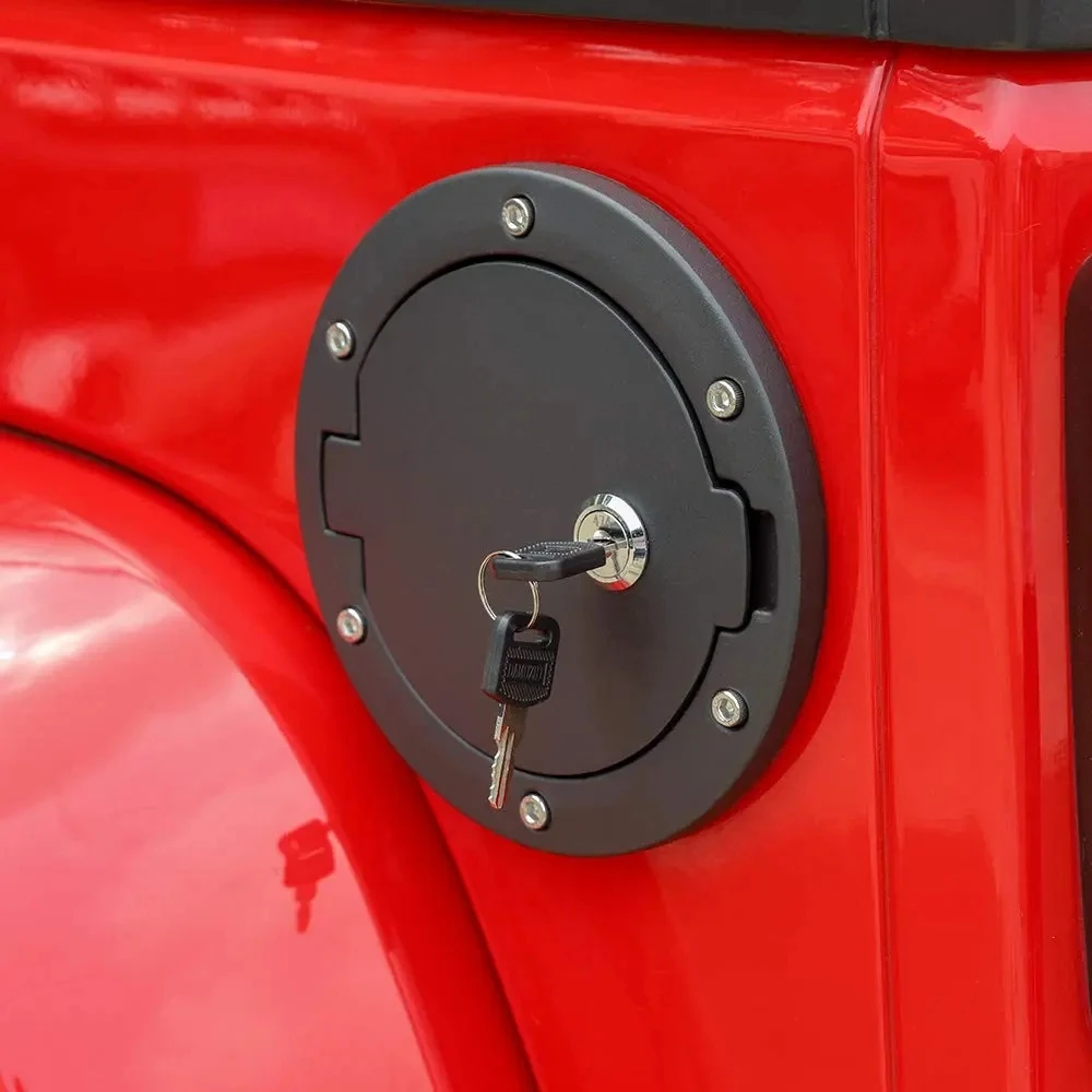 

Car Fuel Filler Door Cap Gas Tank Cover Replacement with Key Lock Cover For Jeep Wrangler JK Rubicon Sahara Unlimited 2007-2017