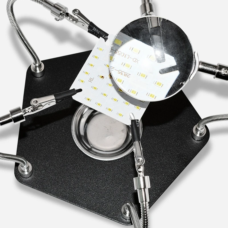 Soporte PCB para soldar con lámpara aumento 3x, herramienta reparación electrónica