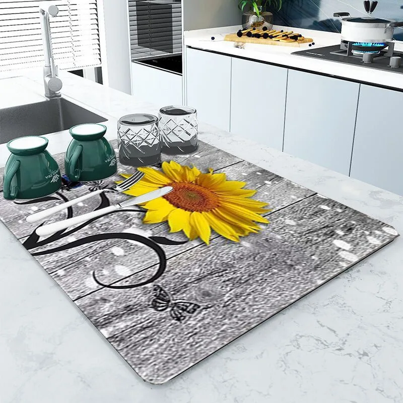 

Cross-Border Wood Grain Diatom Ooze Water Draining Pad Kitchen Countertop Tableware Drying Mat Bar Coaster Non-Slip Stain-Resist