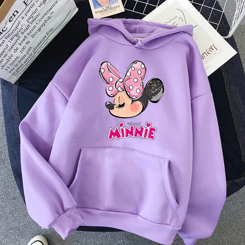 Sweats à capuche Disney Minnie Mouse pour femmes, sweat-shirt pour enfants, vêtements Harajuku Streetwear, doux, Y2K