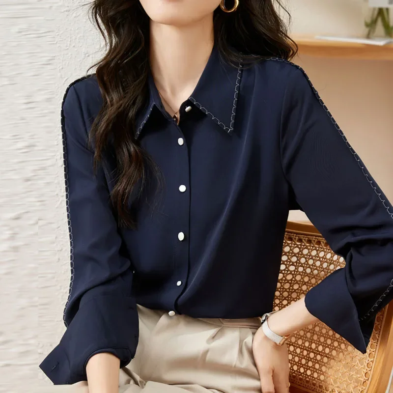 New Turn Down Collar Women Shirt Long Sleeve Chiffon Shirt Blouse Women Tops Camisas Blusa Blusas Camisas De Mujer Shirts M507