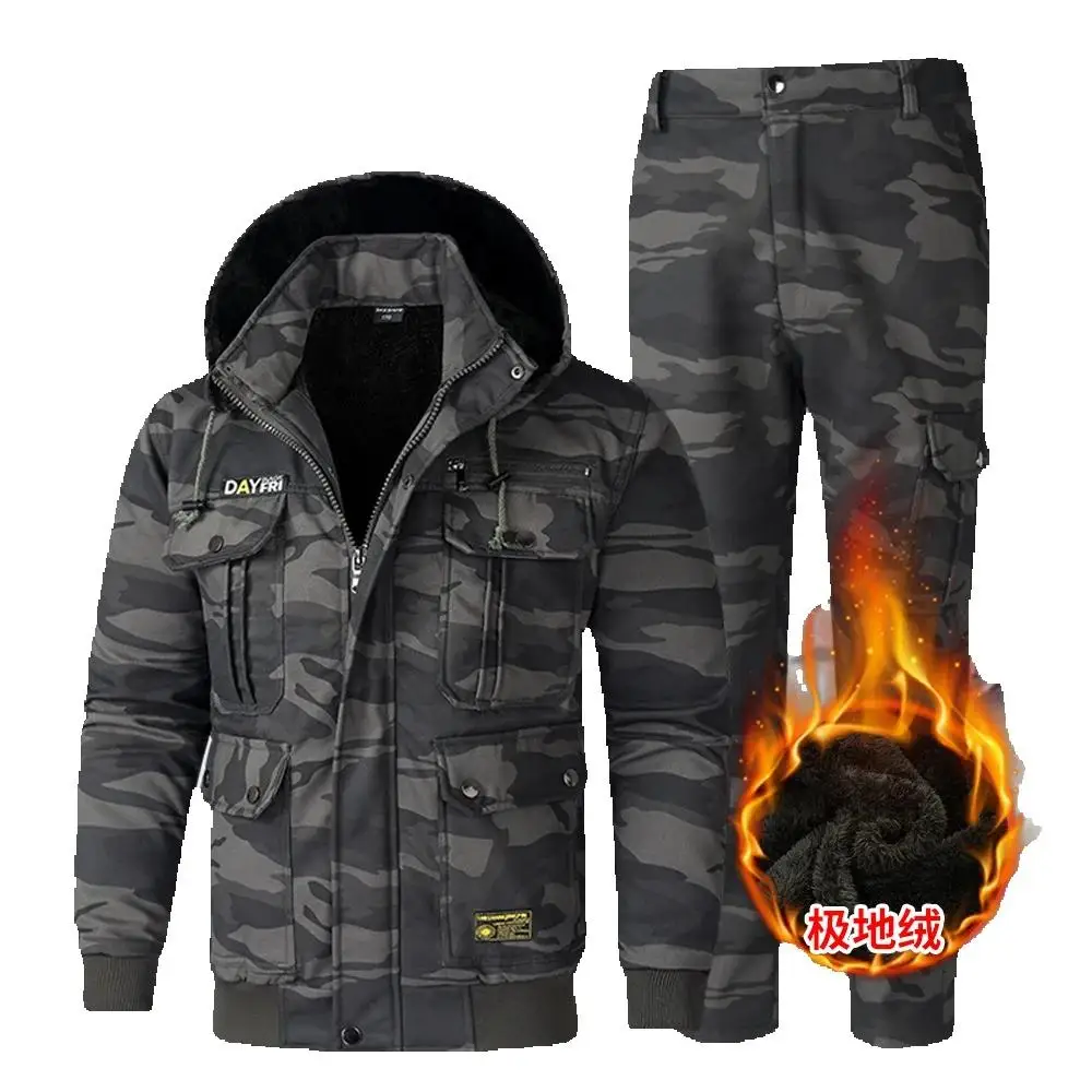 Keep Warm In Winter Men's Camouflage Tactical Long Sleeved Coat Outdoor Hik Mountaineering Camp Adventure Combat Hunting Jacket