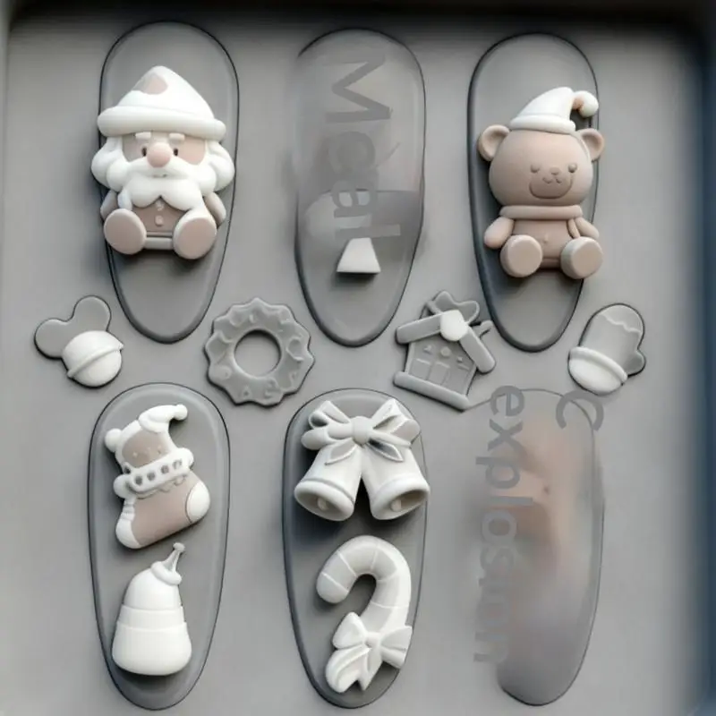 

Christmas Series 3D Nail Art Silicone Molds Santa Claus Bear Snowflake Design DIY Transparent Manicure Decoration Templates