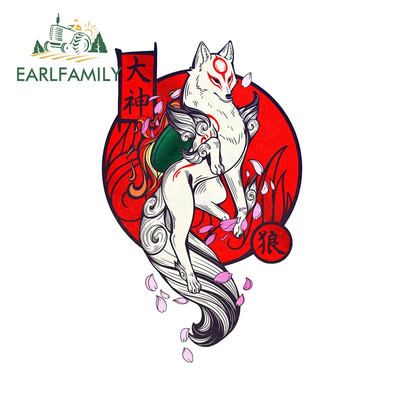 EARLFAMILY for Fox Red Moon Car Stickers Creative Sunscreen Decals Simple Car Door Protector Bumper Windshield Decoration - Image 2