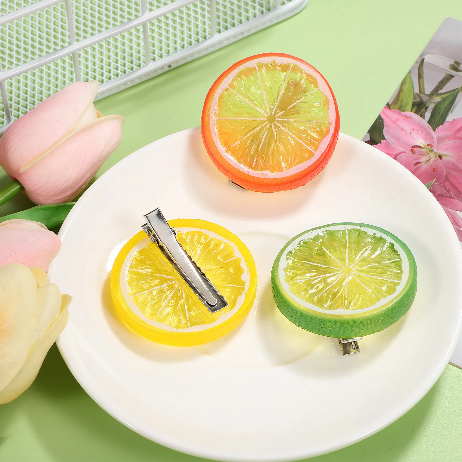 

3Pcs Lemon Slices Hair Clips Lovely Fruit Barrettes for Girls Fun Hair Accessories for Birthday Banquet Shopping Outings