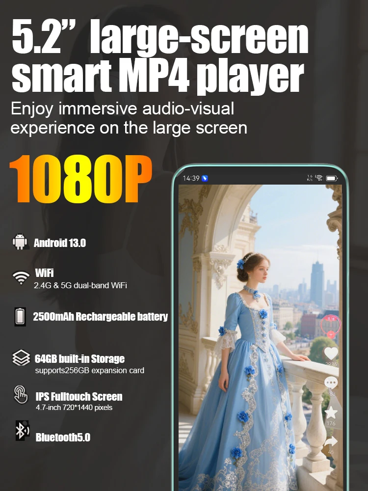 Pemutar MP3 Famue Android 13 dengan Bluetooth dan WiFi, Pemutar MP3 MP4 dengan Spotify, Dapat Didengar, Pandora, Versi Mandiri / Jaringan