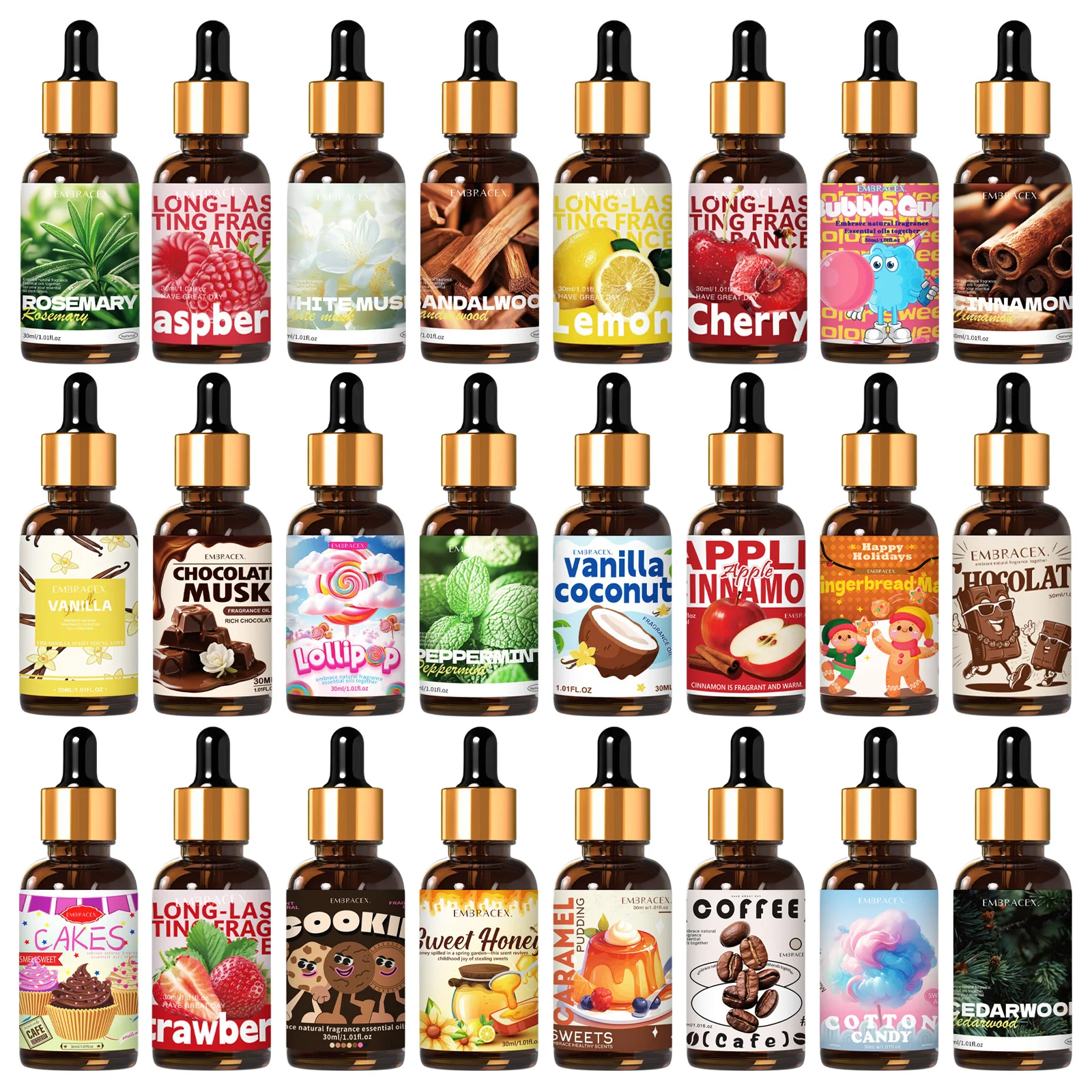 Fragrance Oil Set - 36 Type 30ml Fragrance Oils Long