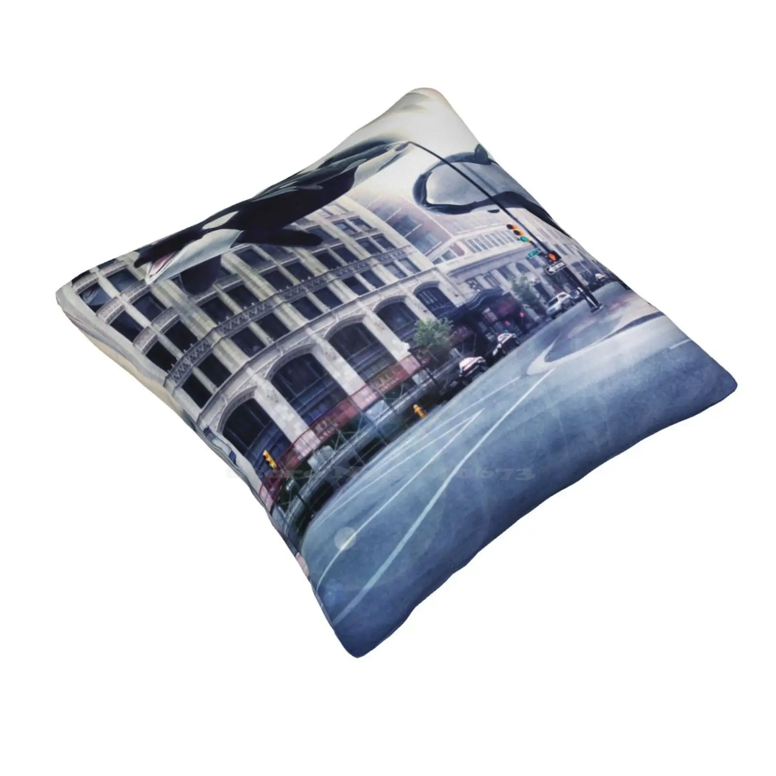 City Of Whales Bedroom Office Hug Pillowcase Surrealism Whales Blue Photomanipulation Conceptual Star Fish Hotamr Cute Monsters