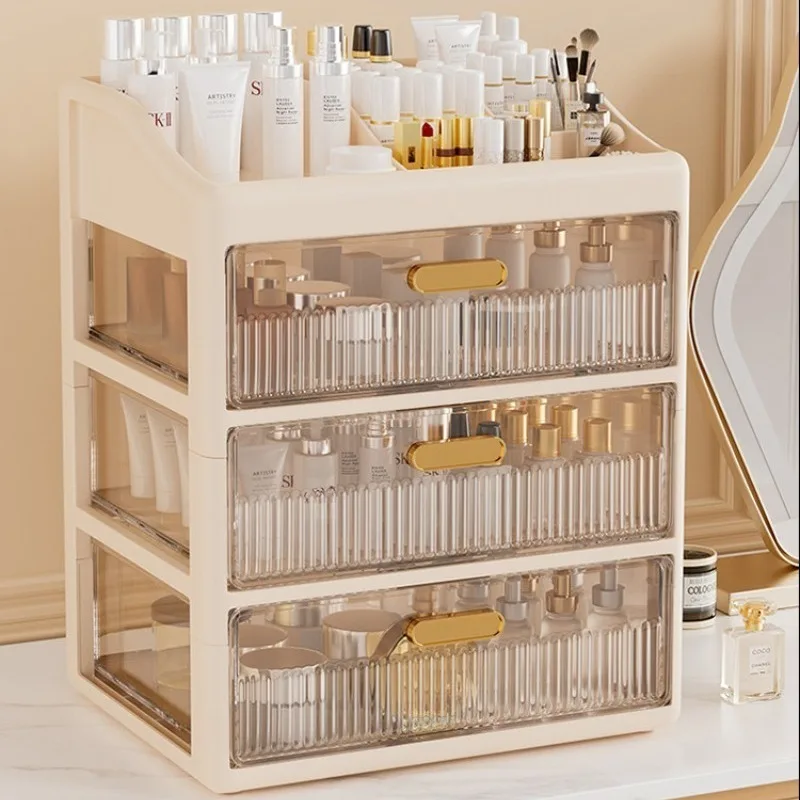 Acrylic Clear Cosmetic Storage Box Desktop Drawer Organizer for Lipstick Mask Makeup Brushes Vanity Countertop Skincare Holder
