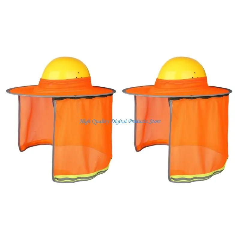 U2JE Pack of 2 Adjustable Safety Cap Sun Cover With Wide Brims And Reflective Strips And Cooling Vents For Outdoor Laborers