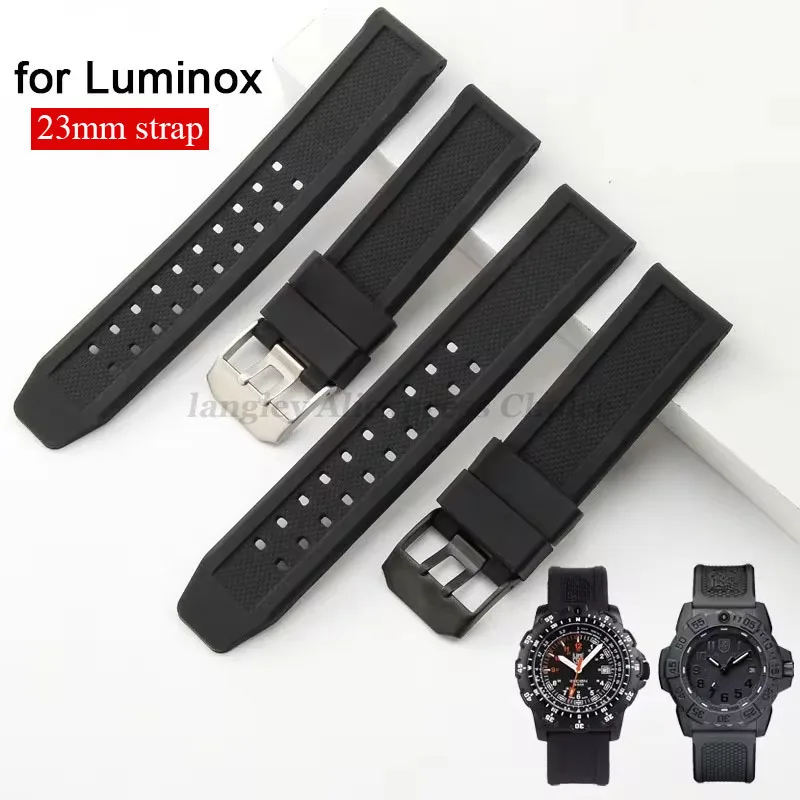 23mm Silicone Rubber Strap for Luminox Military 7251 3050 Watch Band Black White Men Women Sport Waterproof Bracelet Accessories