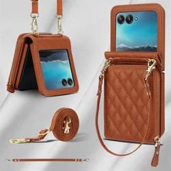 For Motorola Razr 50 Ultra Case Small Fragrance Crossbody Lanyard Skin Friendly Soft Leather Phone Bag Razr Plus 2024 Accessory