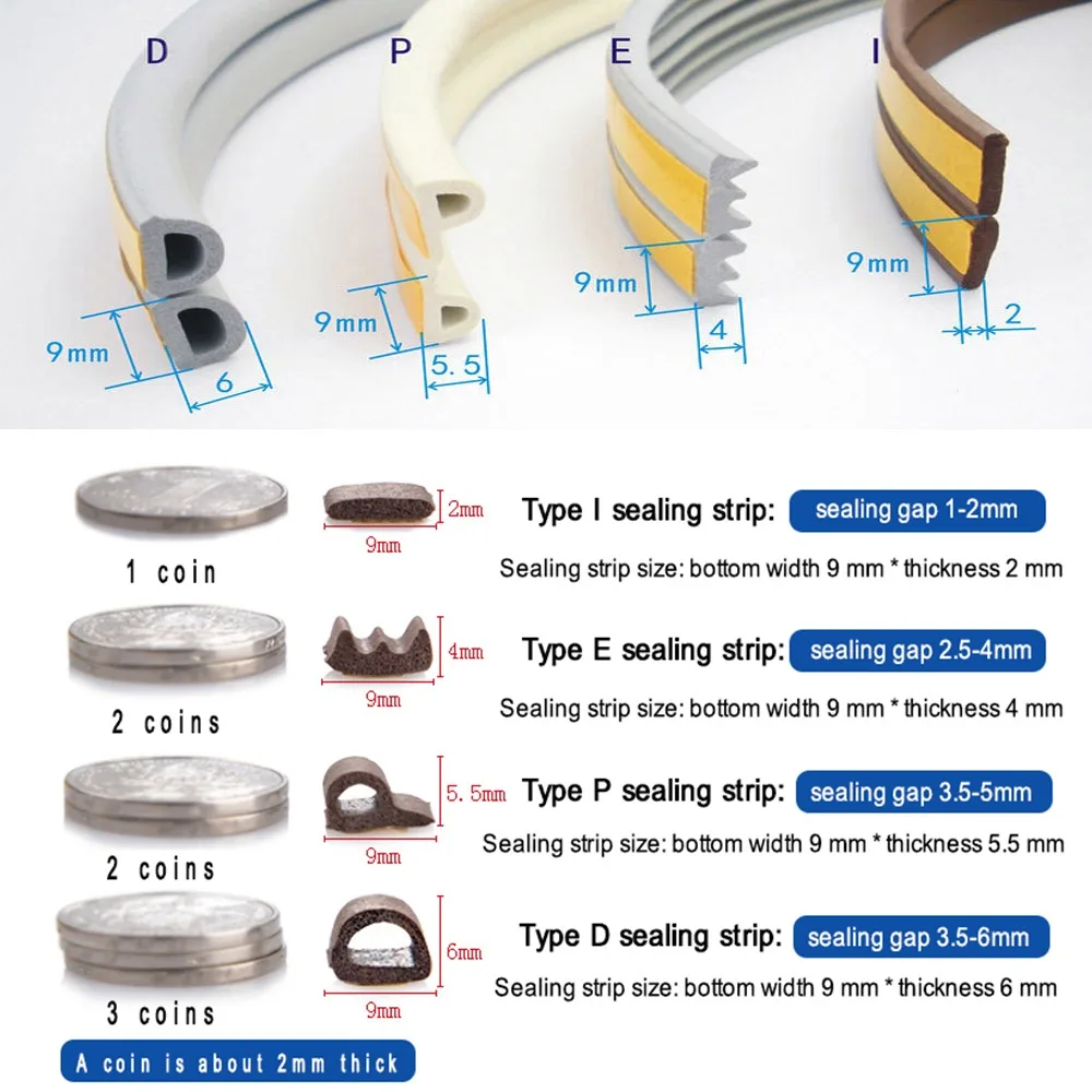 30M Sealing Strip Door Window Acoustic Insulation Foam Weatherstrip Door Seal Strip Anti-Collision Rubber Soundproof Seal