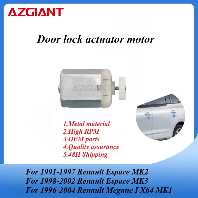 

AZGIANT Car door lock actuator motor for 1997-2007 Renault Kangoo MK1/1991-2005 Renault Clio II MK1 MK2 16 teeth new parts OEM