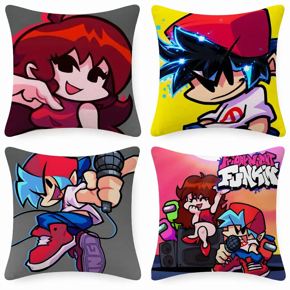 Game Adventure F-Friday Night Funkin Cushion Cover Short Plush  throw pillow Anti-Mite Sofa Bedroom Den Car Dorm Decor Gifts