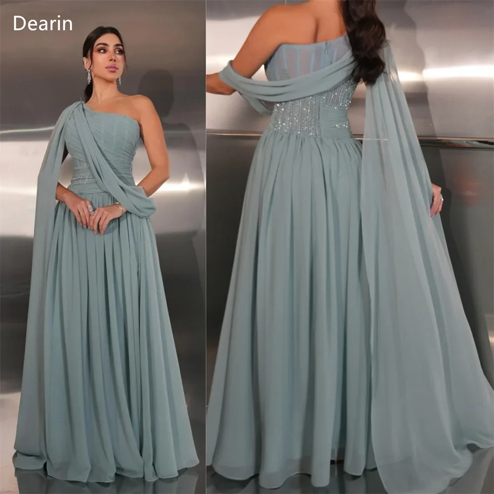 Customized Women Formal Dress Prom Dearin One Shoulder A-line Floor Length Skirts Layered Draped Tulle Bespoke Occasion Dresses