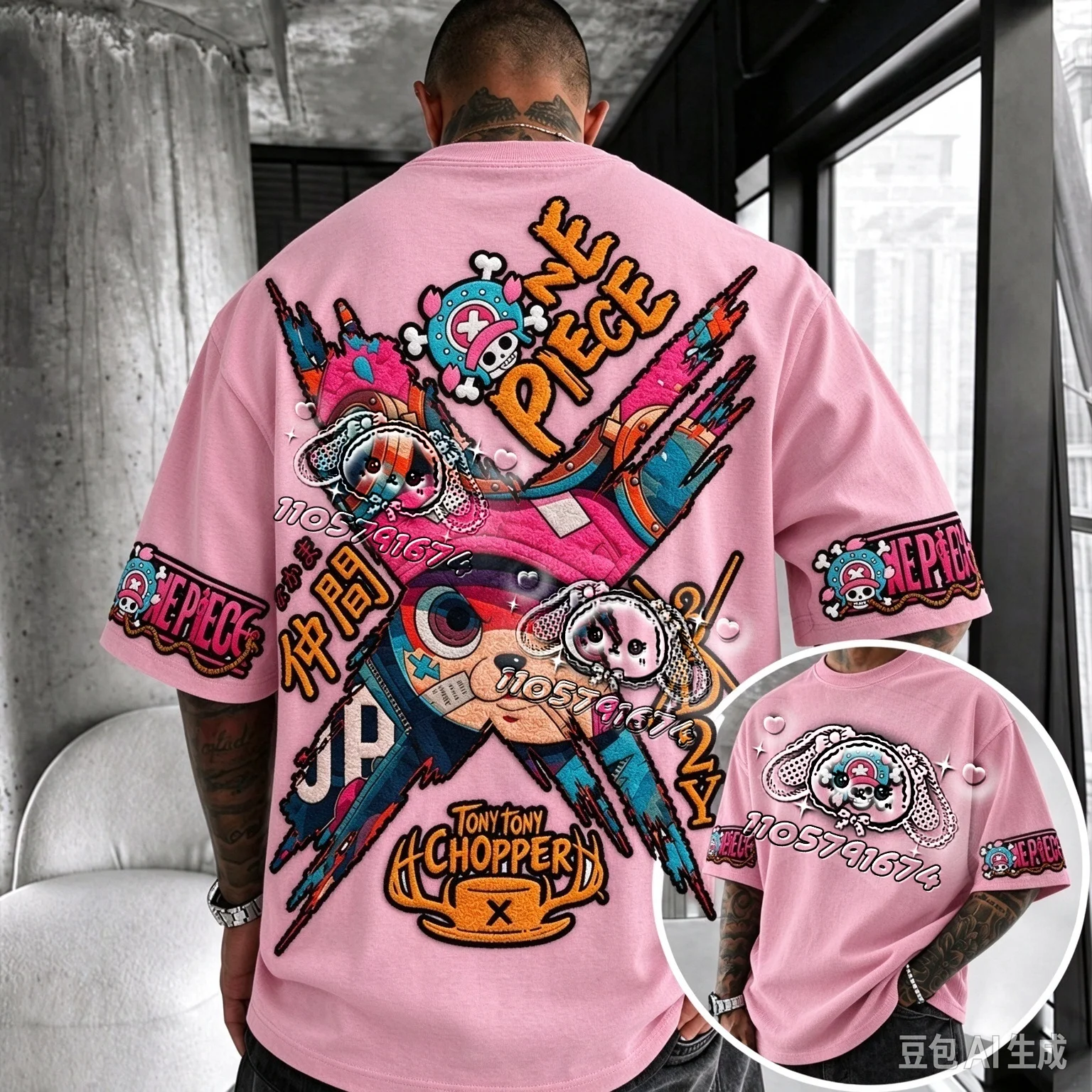 26/27 New One Piece Full Series Character Big Print Short Sleeve T-Shirt, Fashion Street Unisex Summer Top FamilyMatching