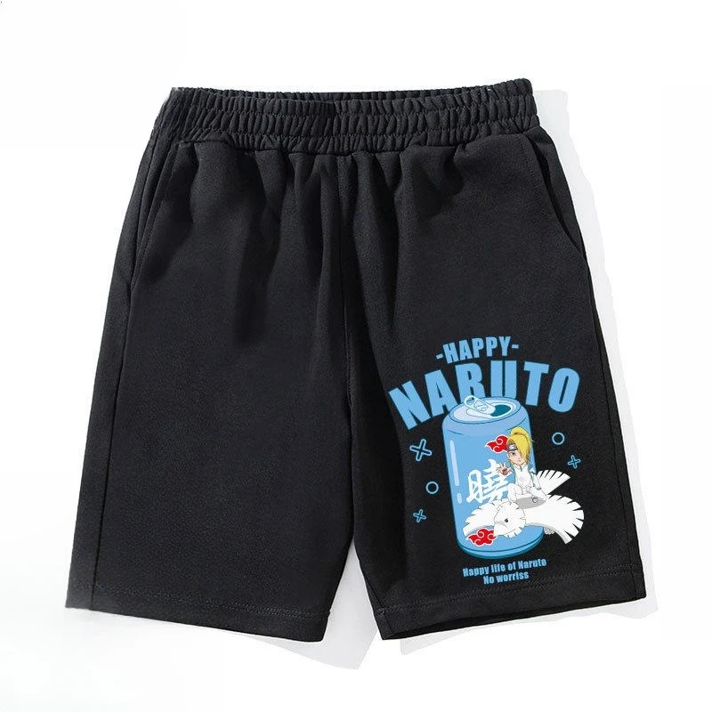 Naruto-themed joint beverage short pants for men, casual sports shorts. Iroh, Naruto, Sasuke. New summer style in 2026
