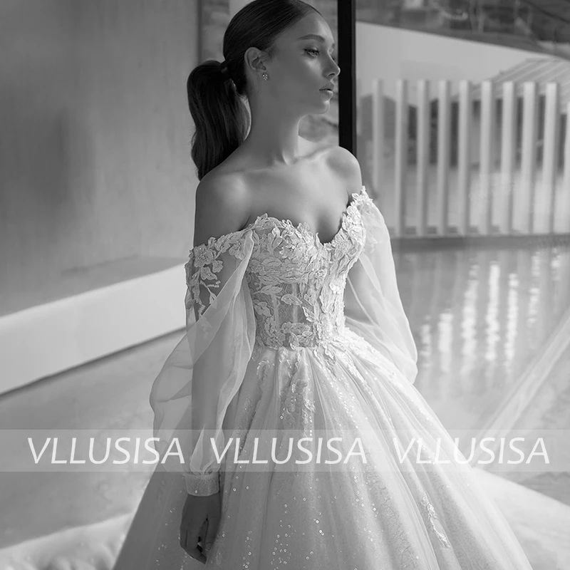 VLLUSISA Gorgeous Lace ชุดราตรีงานแต่งชุด Backless พัฟเจ้าหญิงชุดเจ้าสาว