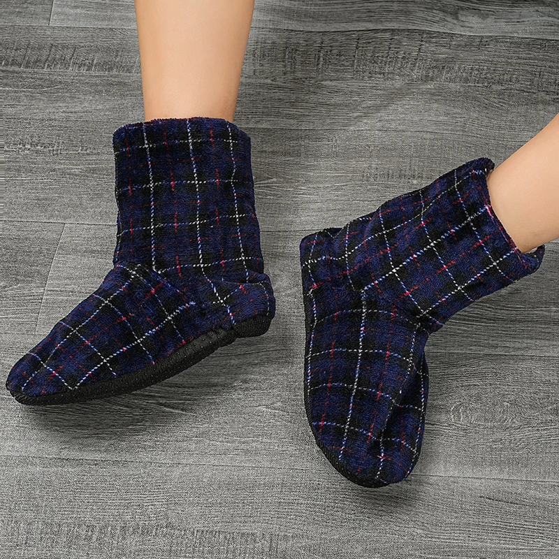 Winter Erwachsene Männer Und Frauen Dicke Warme Boden Schuhe Non-Slip Innen Baumwolle Schuhe Plüsch Hause Hausschuhe Plaid Schuhe frauen Mädchen – Detail 7