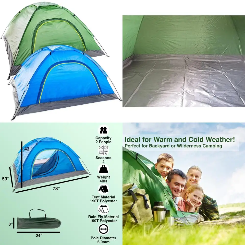 Pack de tiendas de campaña impermeables para 2 personas, ligeras y fáciles de configurar para refugio, exploración y mochilero sin hogar