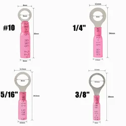 10/20PCS 22-16AWG Red Heat Shrink Insulated Waterproof Ring Connector Electrical Wiring Crimp Terminals