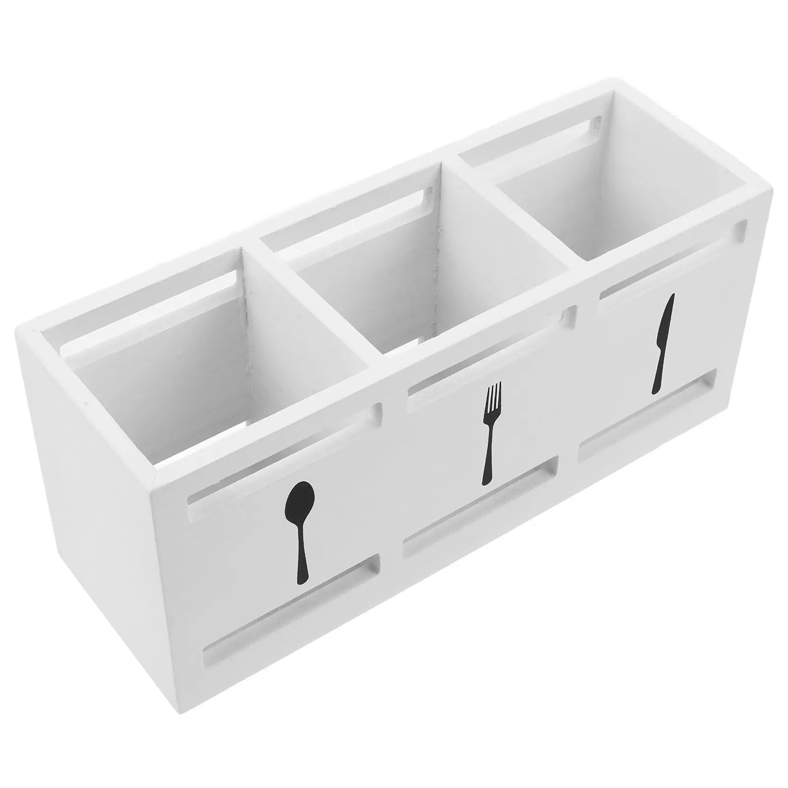 

Wood Silverware Holder 3 Section Cutlery Organizer Wooden Tableware Rack Kitchen Countertop Utensil Storage Box Fork Spoon Knife