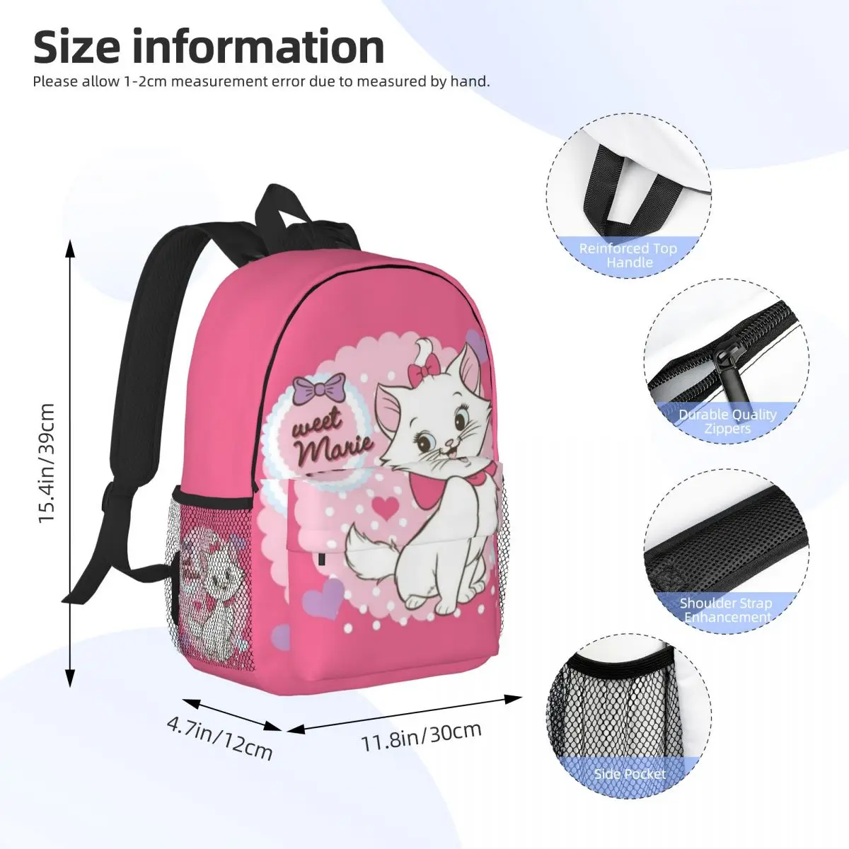 Marie Printed Lightweight Casual Schoolbag For School, Outdoor, Shopping, Office 15inch