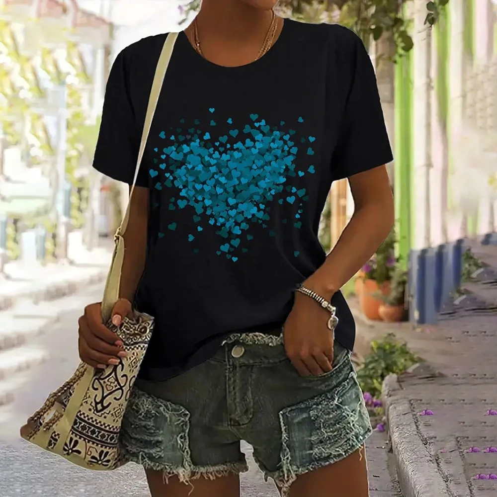 Women Clothing Summer Butterfly Tree Print T-Shirt Short Sleeve Crew Neck Tops Streetwear Fashion Oversized Girls T-Shirts