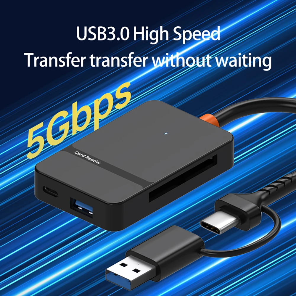 8-in-1 multifunctional Card Reader USB3.0 Hub TF/SD/MS/CF Memory Card Reader for iPhone Android phone