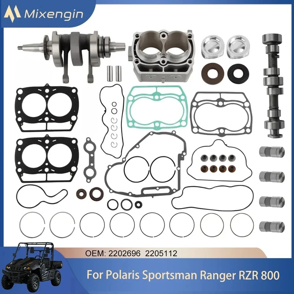 

For Polaris Sportsman 800 Ranger 800 RZR 800 Motorcycle ATV UTV Crankshaft camshaft cylinder piston gasket Rebuild Overhaul kit