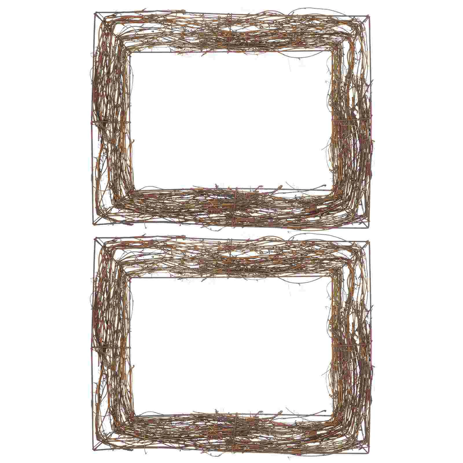 

Happy Yami Xmas Branch Wreath 2Pcs Small Wreaths Indoor Square Wreath Base Rattan Wreaths Vine Branch Wreath Vine Branch