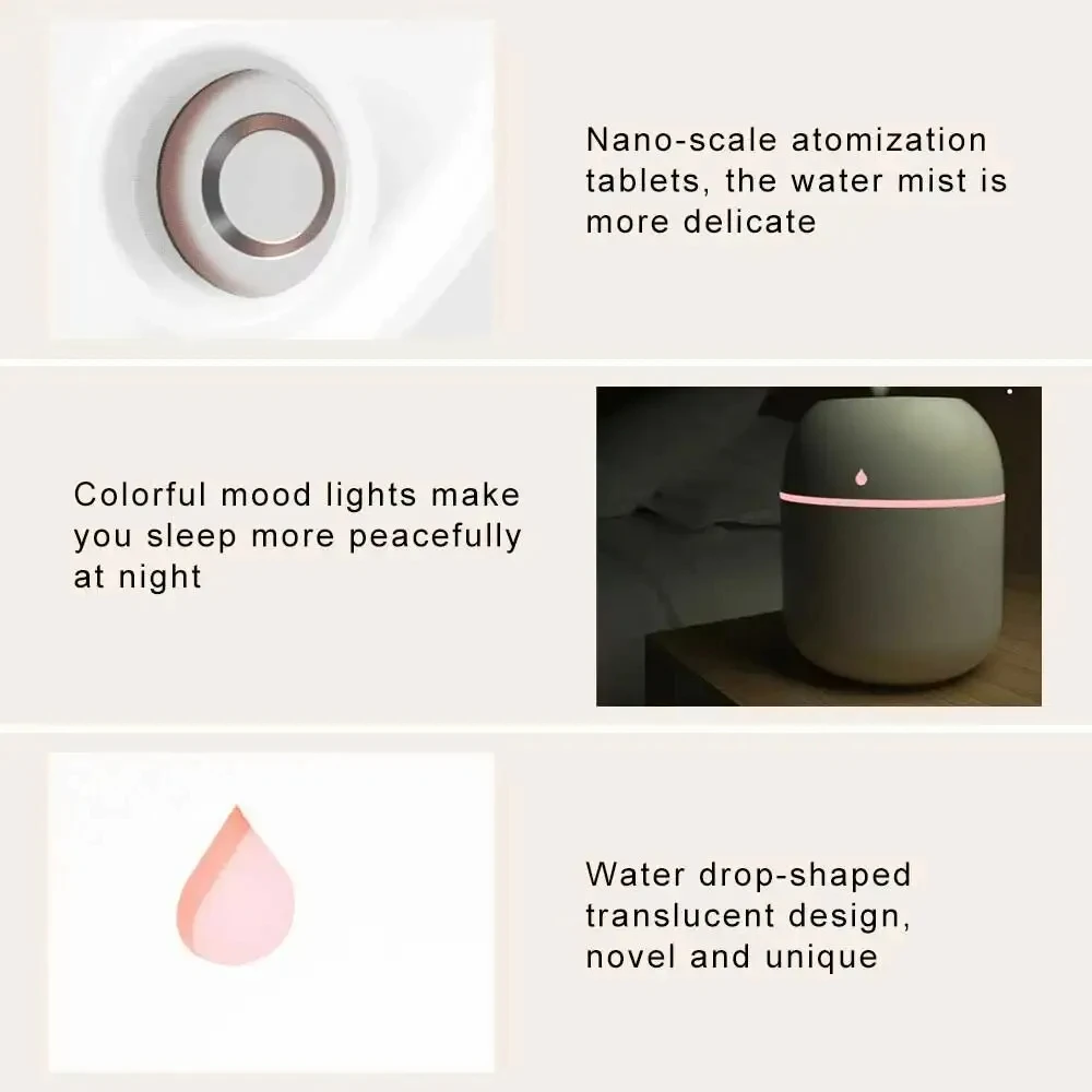 Mini Portable Water Drop Air Humidifier USB Desktop Indoor Household Mute Air Atomization Humidifier Ambient Light Humidifier image 3
