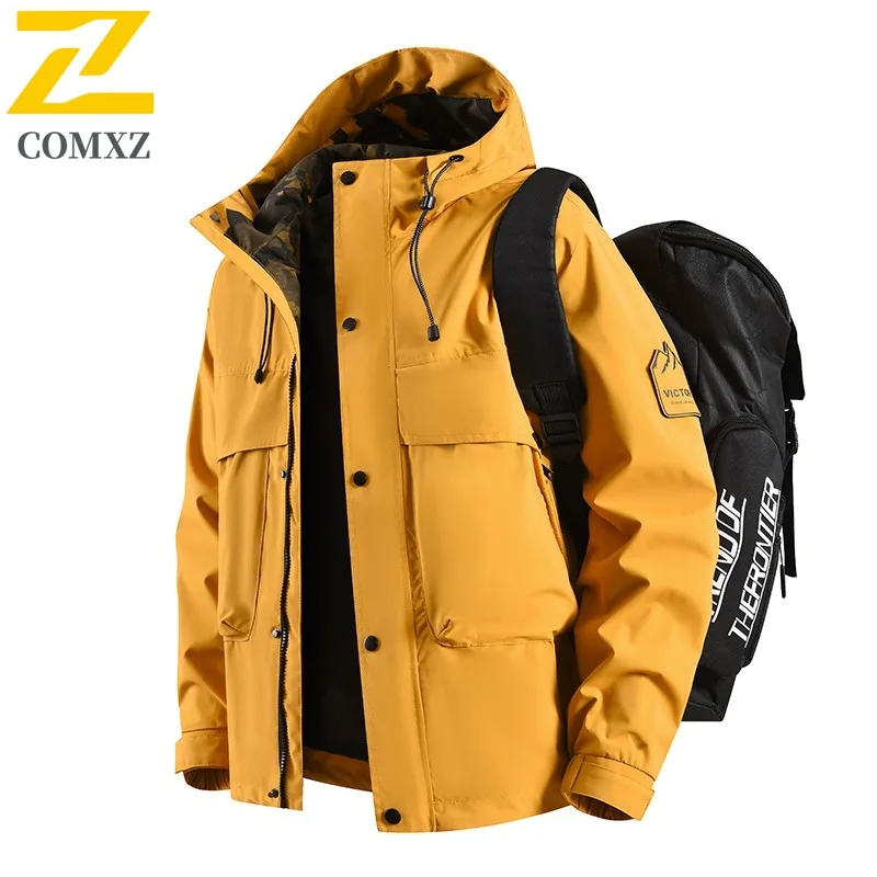 

COMXZ повседневная мужская куртка, универсальная, модная, однотонная, подходит для мужчин и женщин, ветрозащитная куртка с капюшоном для улицы
