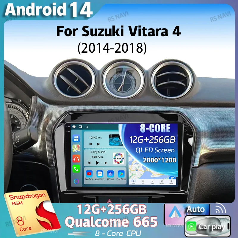 

Android 14 для Suzuki Vitara 4 2014 - 2018 2K QLED мультимедийный видеоплеер GPS стерео CarPlay 4G головное устройство Android автомобильное радио