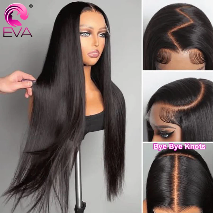 Eva Bye Bye Knots 13x6 HD Lace Frontal Wig 5x5 6x6 7x7 HD Lace Closure Wigs Straight 13x4 Lace Front Human Hair Wigs For Women