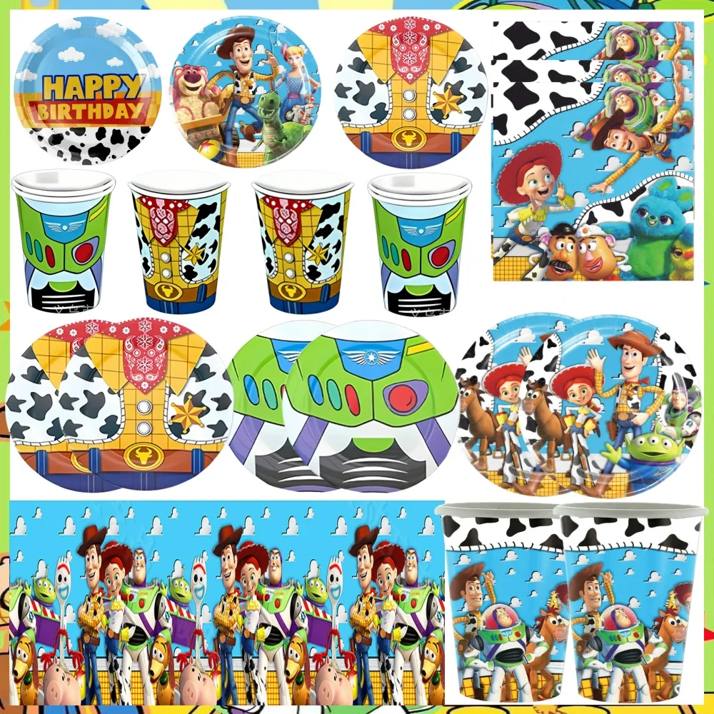 

Toy Story Birthday Party Decorations, Blue Sky, White Clouds, Tablecloths,Buzz Lightyear, Tableware Set, Banner, Plates, Baby