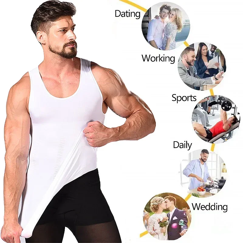 Soxnos hombres adelgazamiento cuerpo Shaper cintura entrenador chaleco Control de barriga postura camisa corrección de espalda Abdomen corsé camiseta sin mangas Shapewear