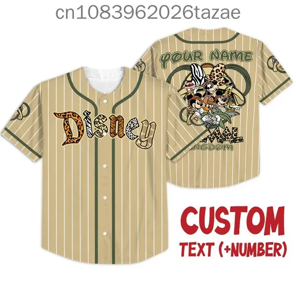 2025 Disney Baseball Shirt, Customizable, 3D Printed Casual Fashion Button Baseball Shirt