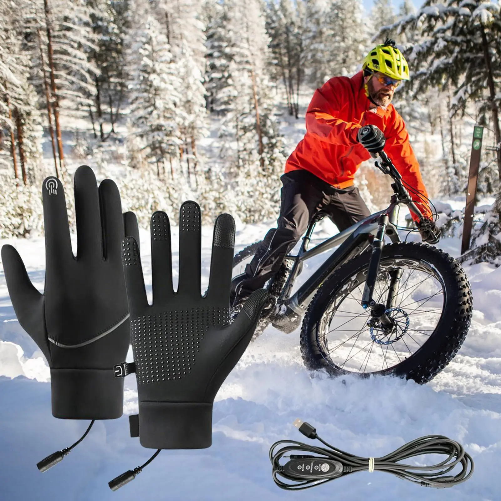 Gants chauffants pour femmes et hommes, coupe-vent, USB, pour ski, mitaines avec 3 températures réglables, pour le cyclisme, les Sports de plein air