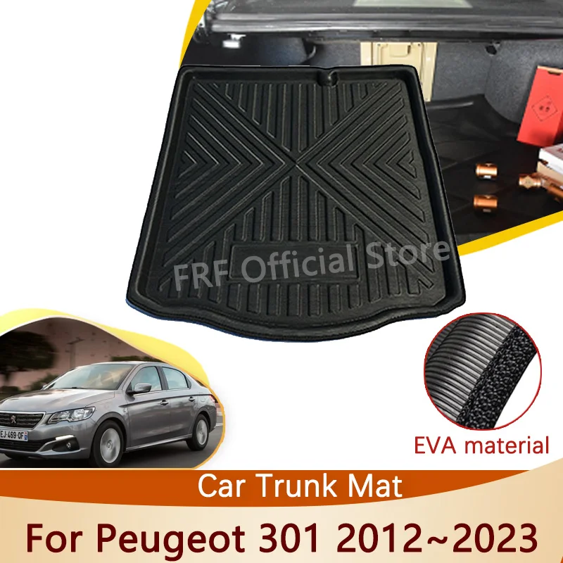 

Auto for Peugeot 301 Sedan 2013~2023 2020 2019 2018 2015 2014 Car Accessories Trunk Mat Floor Tray Waterproof Cargo Boot Carpet