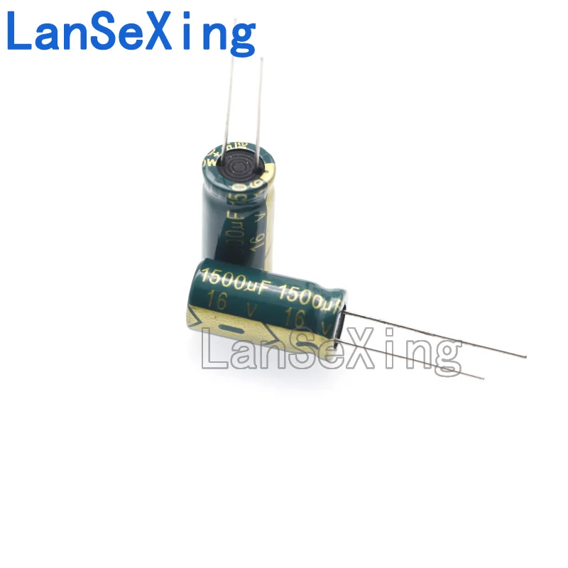 16v1500uf aluminum electrolytic capacitor with a volume of 10 * 20mm, directly inserted aluminum capacitor 1500uf16v