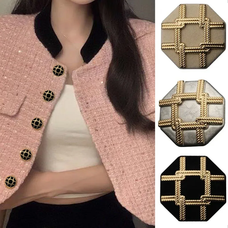 Plush Metal Button Knitted Sweater Jackets, Fashionable Decoration Buttons, Clothing Accessories, 10