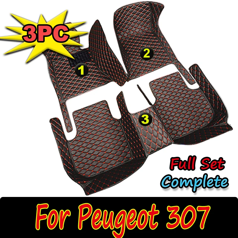 

Автомобильные коврики на заказ для Peugeot 307, 2005, 2006, 2007, 2008, 2009, автомобильные роскошные кожаные коврики с полным покрытием для мужчин и женщин